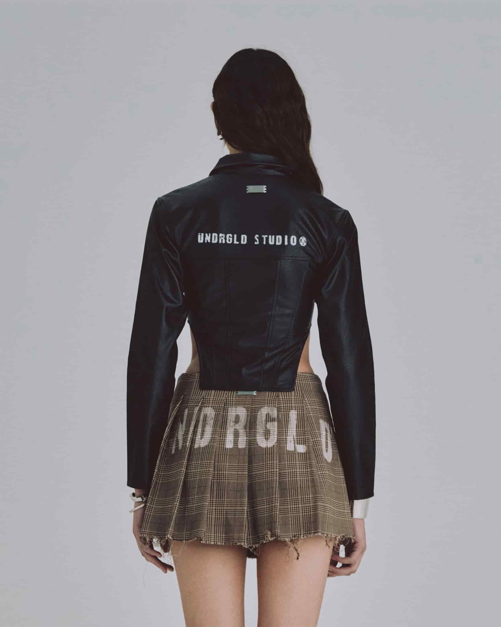 W 94' Worn Logo Pleather Aviator Jacket Black - miniatura 7