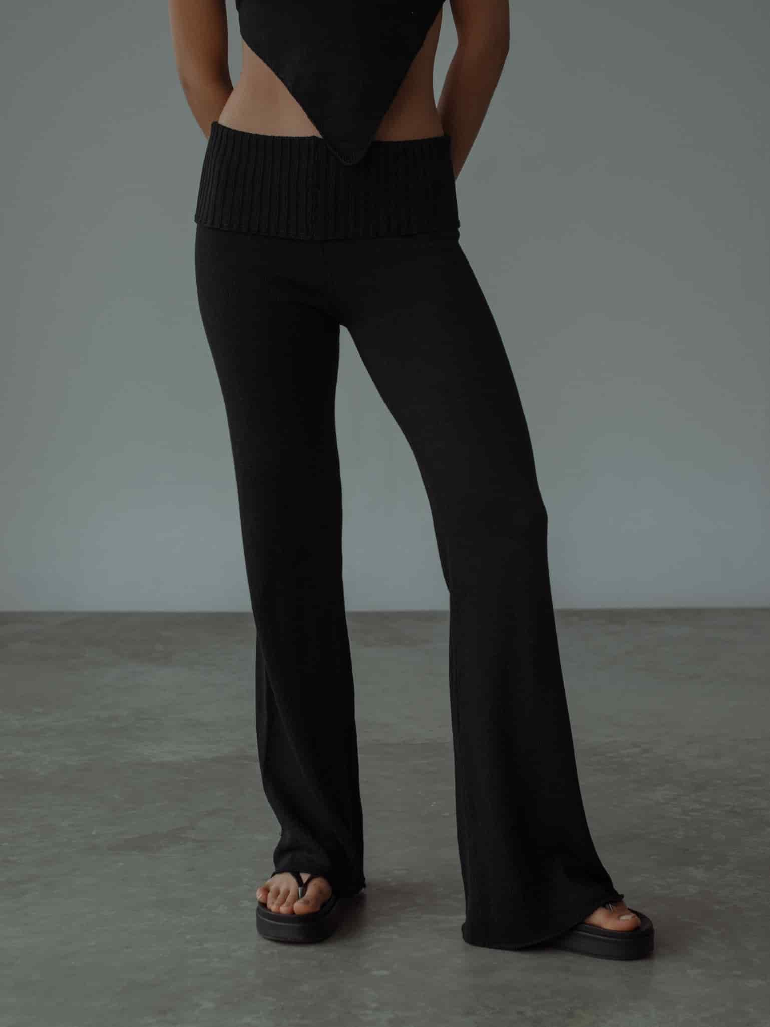 KNIT FLARE PANT - BLACK - miniatura 4