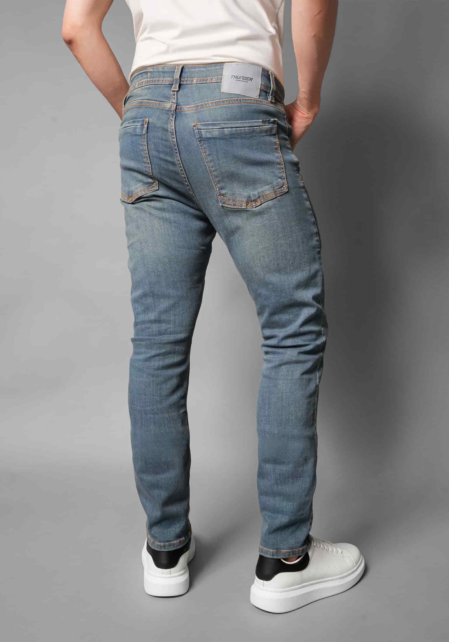 Jean para Hombre Skinny en Tono Azul con Dirty Thunder - miniatura 2