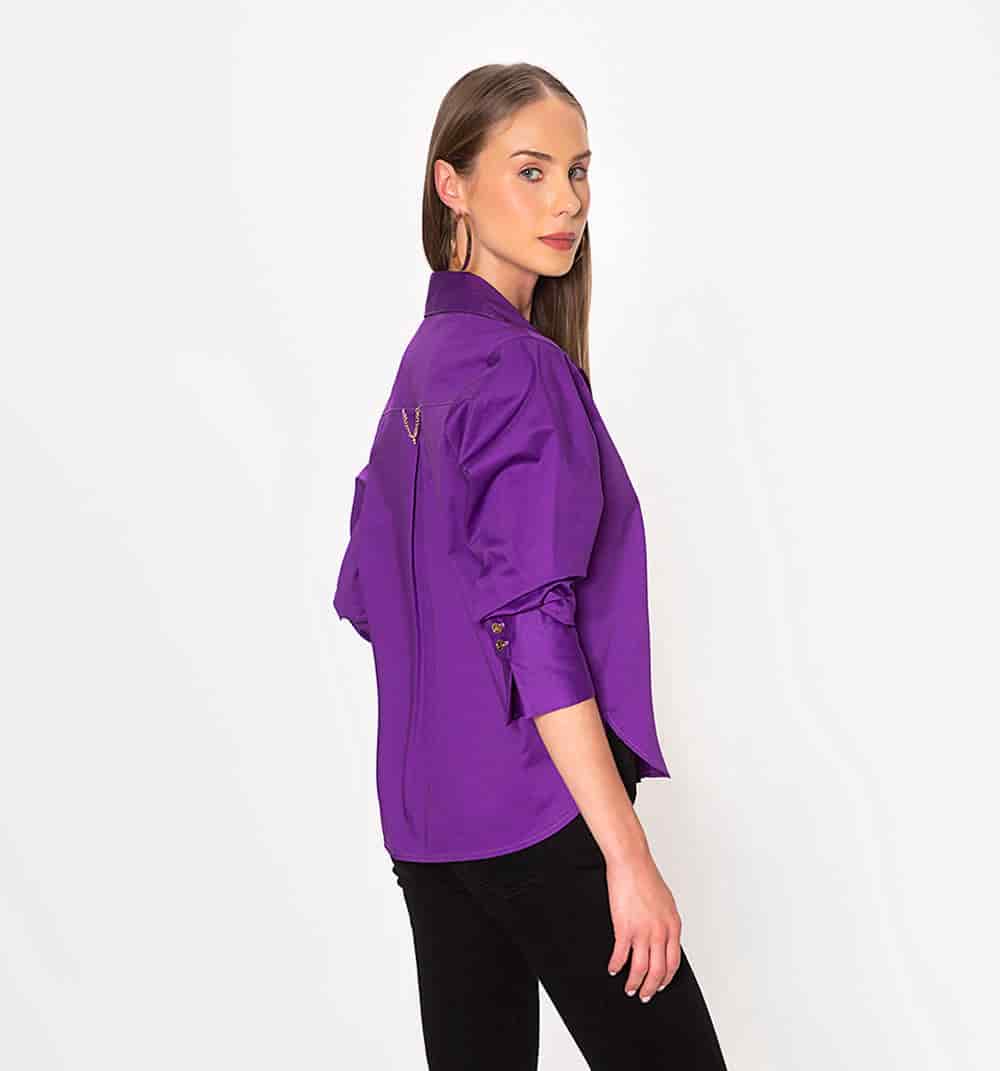 Blusa camisera manga larga con puño anch - miniatura 4
