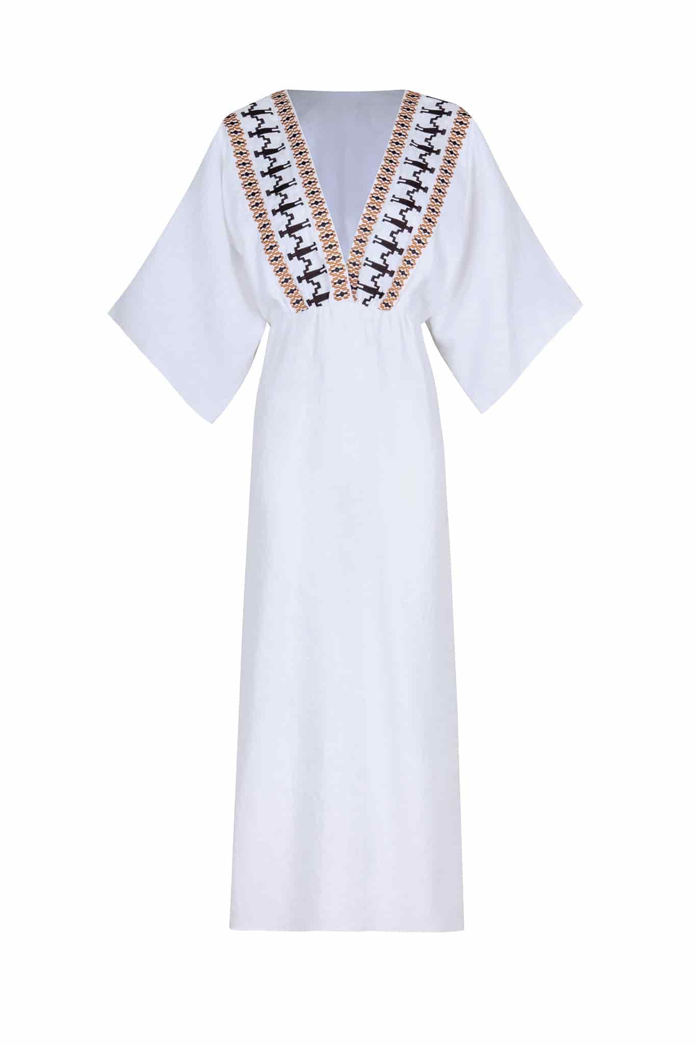 Topacio Linen Tunic  / White Embroidered - miniatura 1