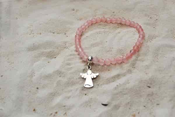 Pulsera Cuarzo Rosa dije ángel Mini - miniatura 1