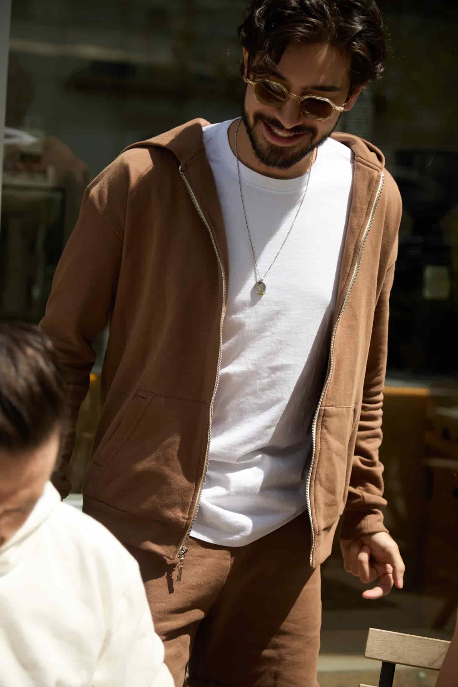 HOODIE DE CREMALLERA CAFÉ - UNISEX - miniatura 2