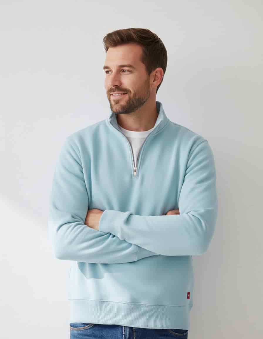 Buzo cuello alto hombre Azul Celeste - miniatura 7