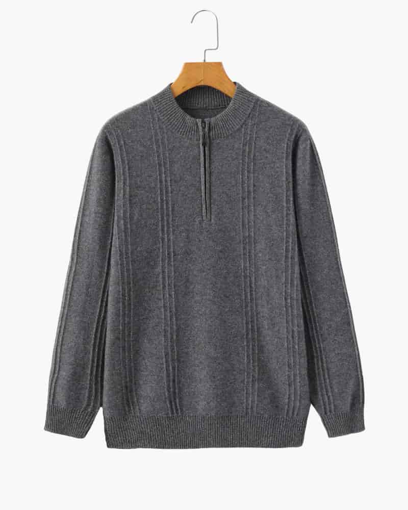 100% Cashmere Ribbed Half Zip - miniatura 3