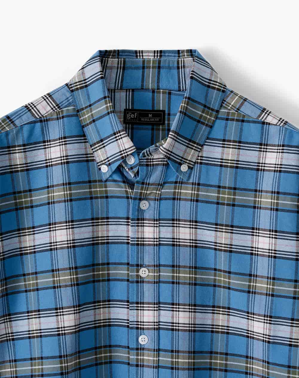Camisa manga larga regular algodón cuadros hombre - miniatura 6