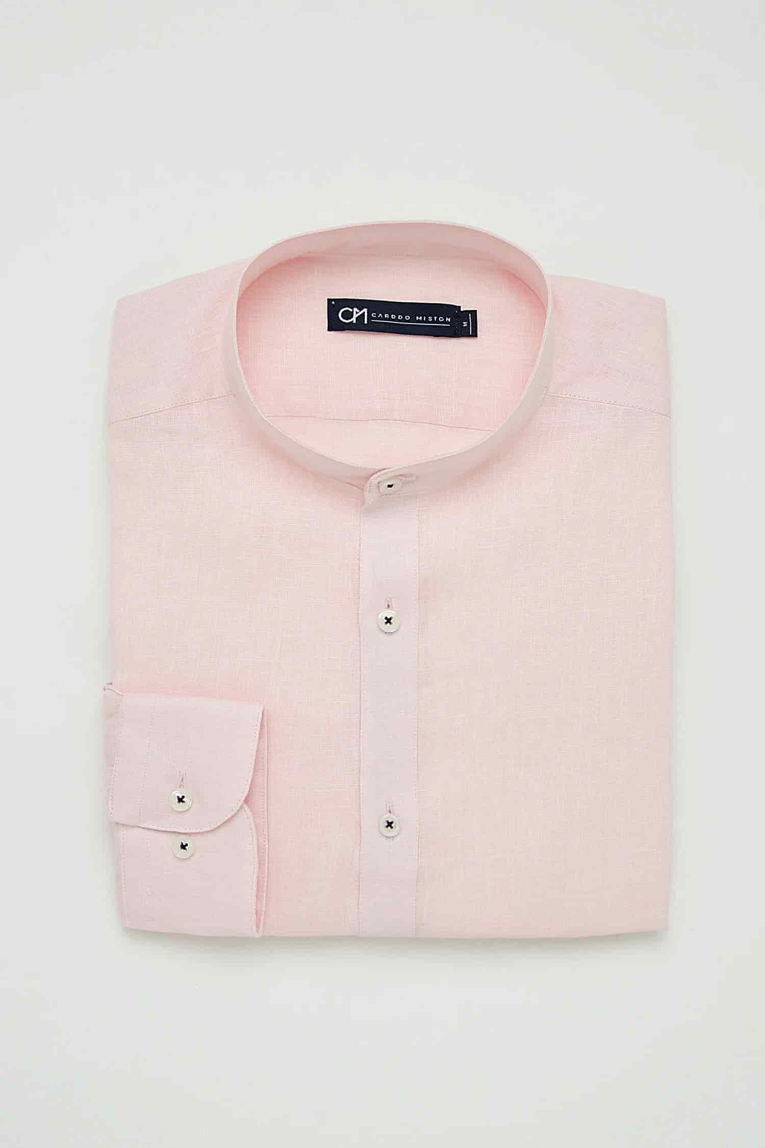 Camisa Cuello Mao Lino Rosa Bebé - miniatura 4
