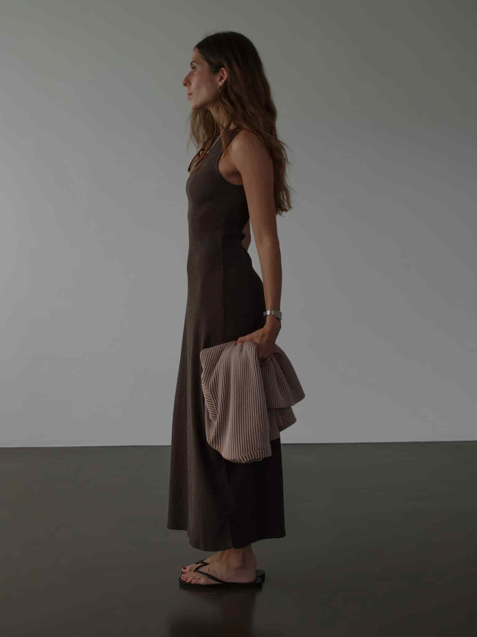 LONG TANK DRESS - BROWN - miniatura 3