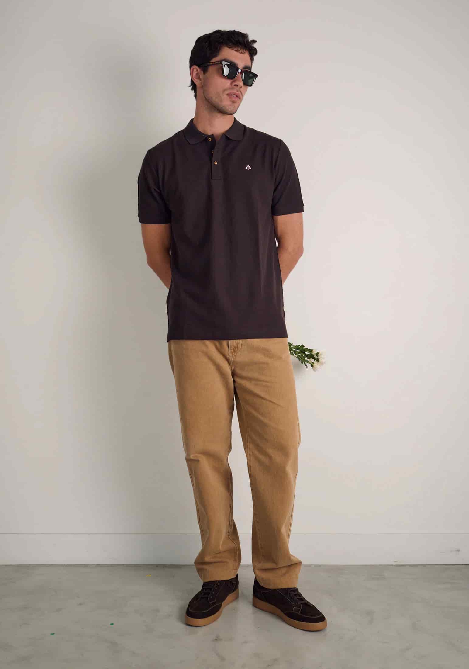 Camiseta Polo H Unicolor L-Ros Café Osc - miniatura 2