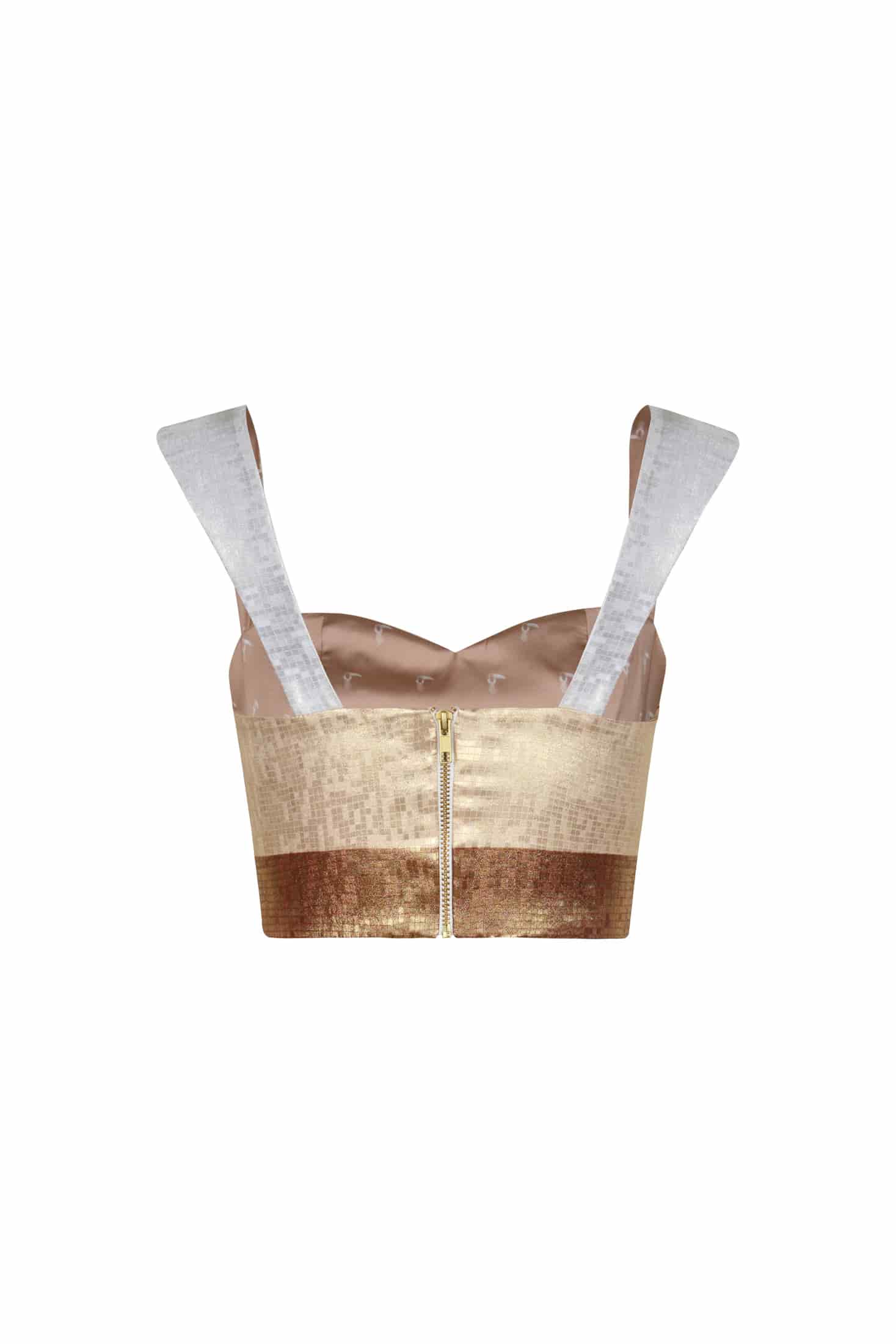 Calima Silk Jacquard Crop Top / Terra Stripes - miniatura 3