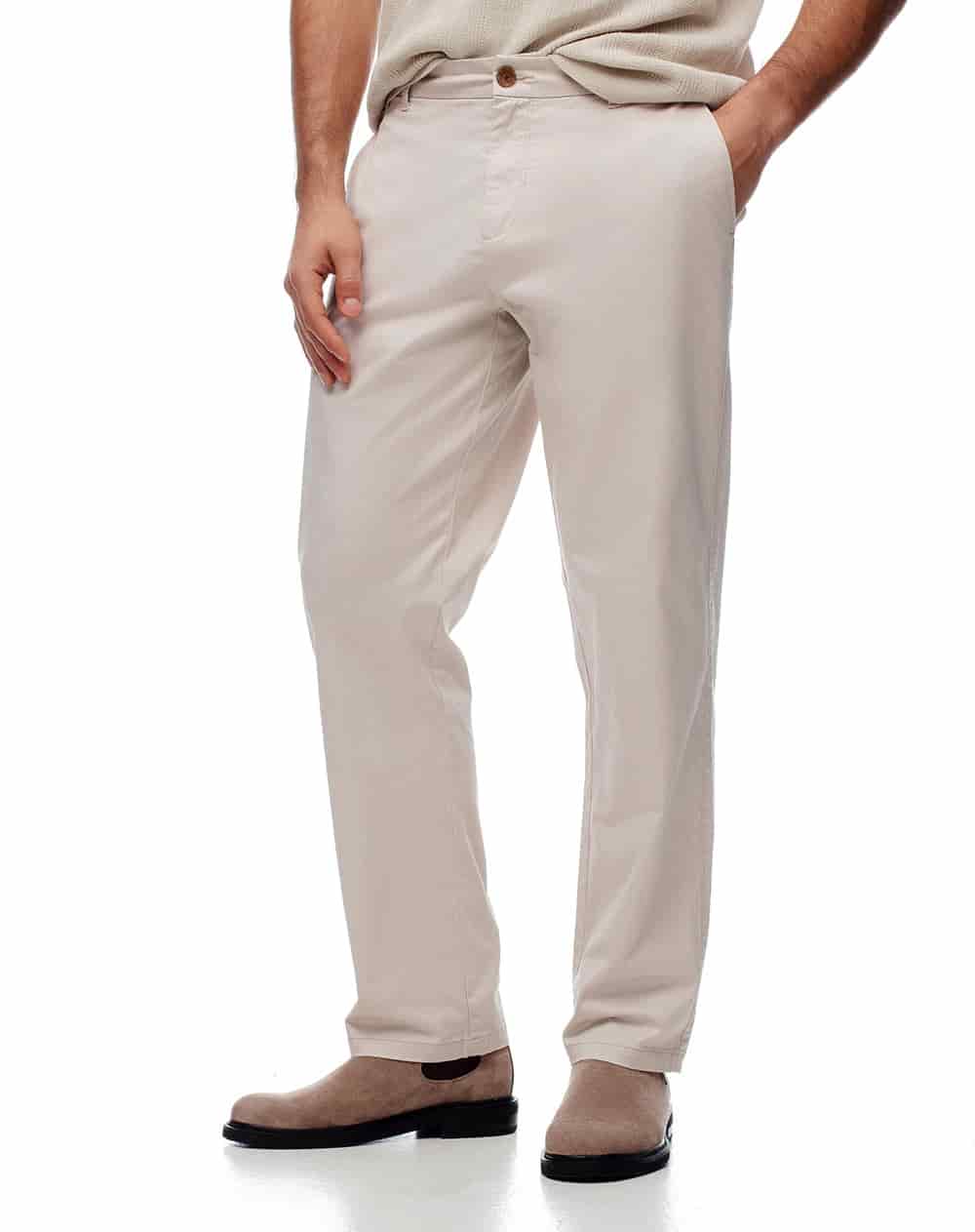 Pantalón regular tiro medio arena hombre - miniatura 3