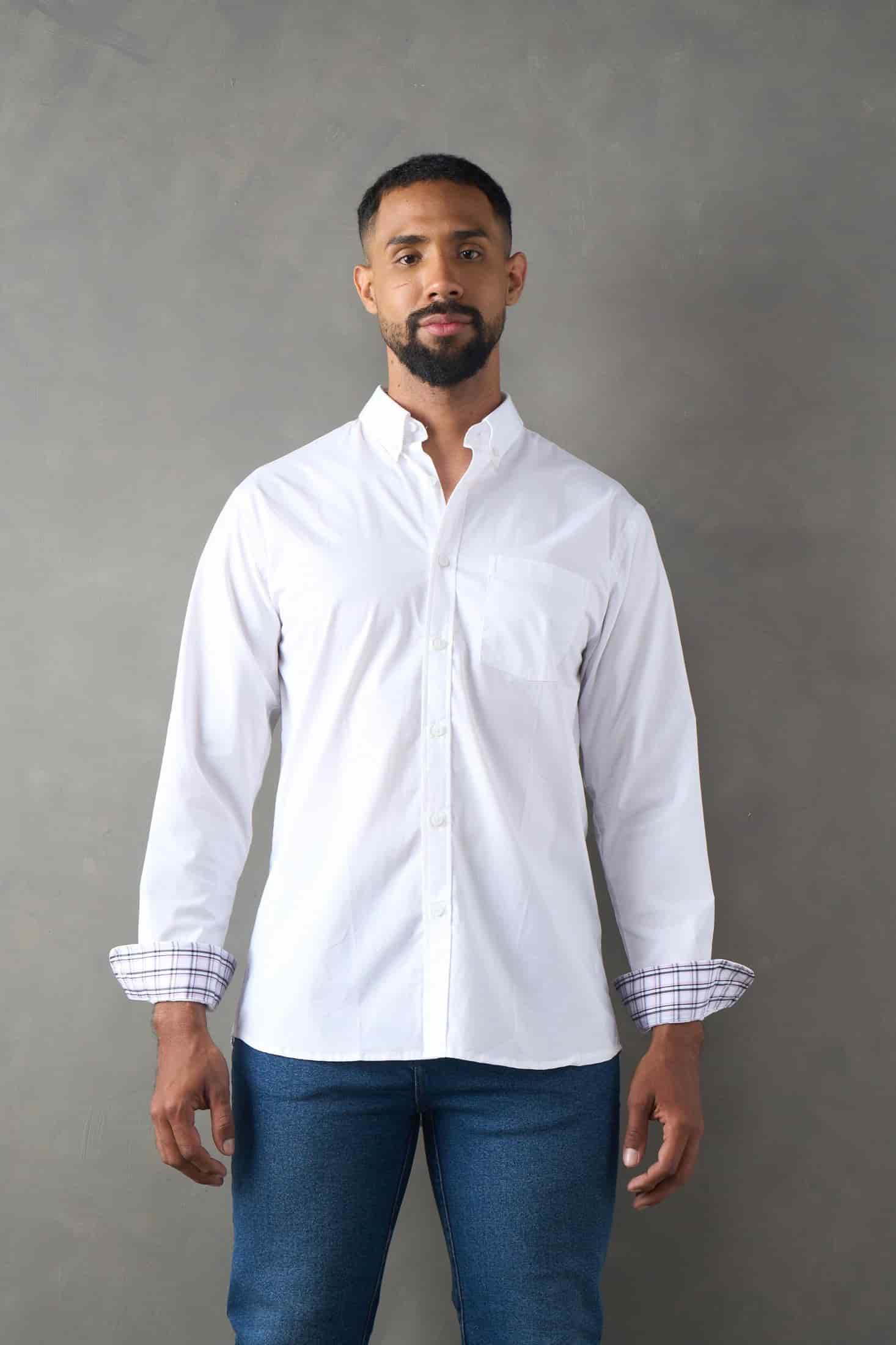 Camisa manga larga regular fit blanco - miniatura 1