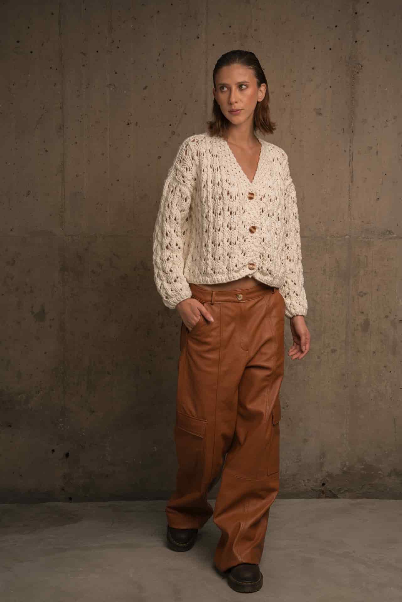 OPEN PIPE MESH FABRIC SWEATER - miniatura 4