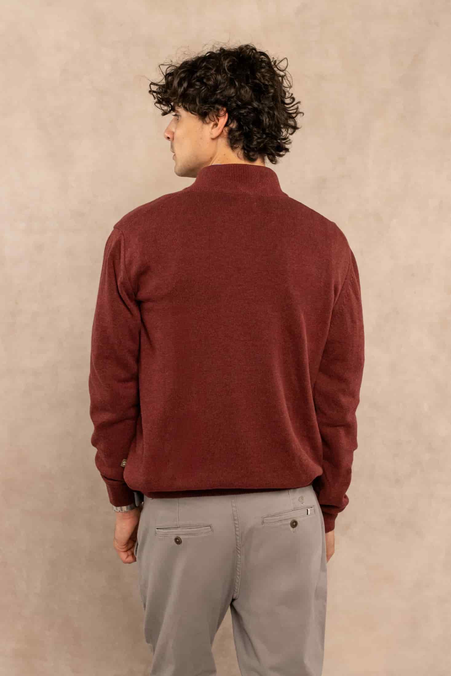 Halfzip Algodon Peinado Antiarrugas Vintage Wine - miniatura 3