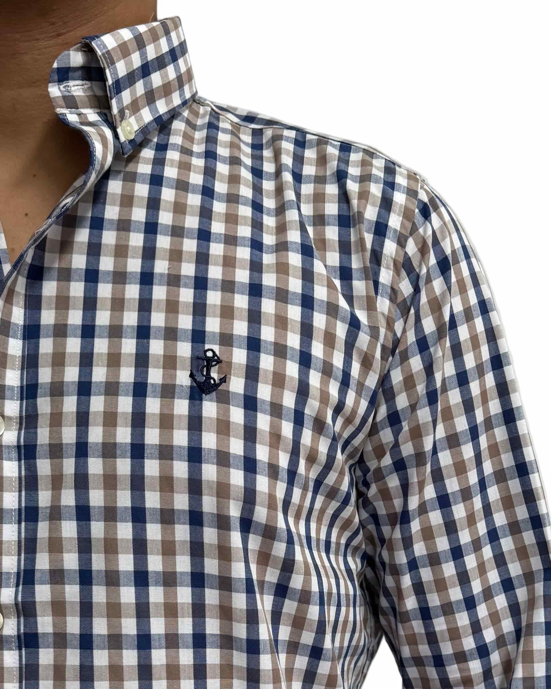 Camisa Cuadros Azul y Café - miniatura 6
