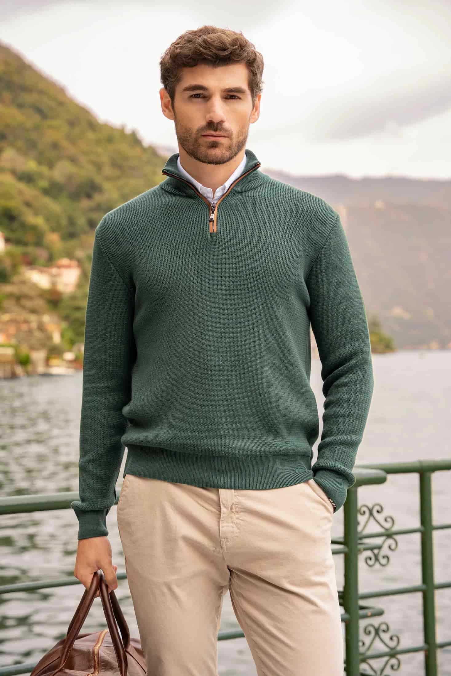 Suéter Halfzip Brienno Hombre Verde Pino - miniatura 1