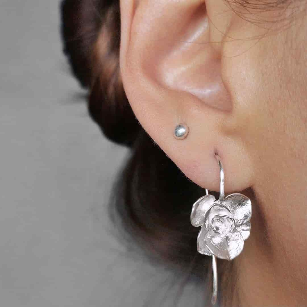 Aretes suculenta Simona largos (L) en plata - miniatura 3