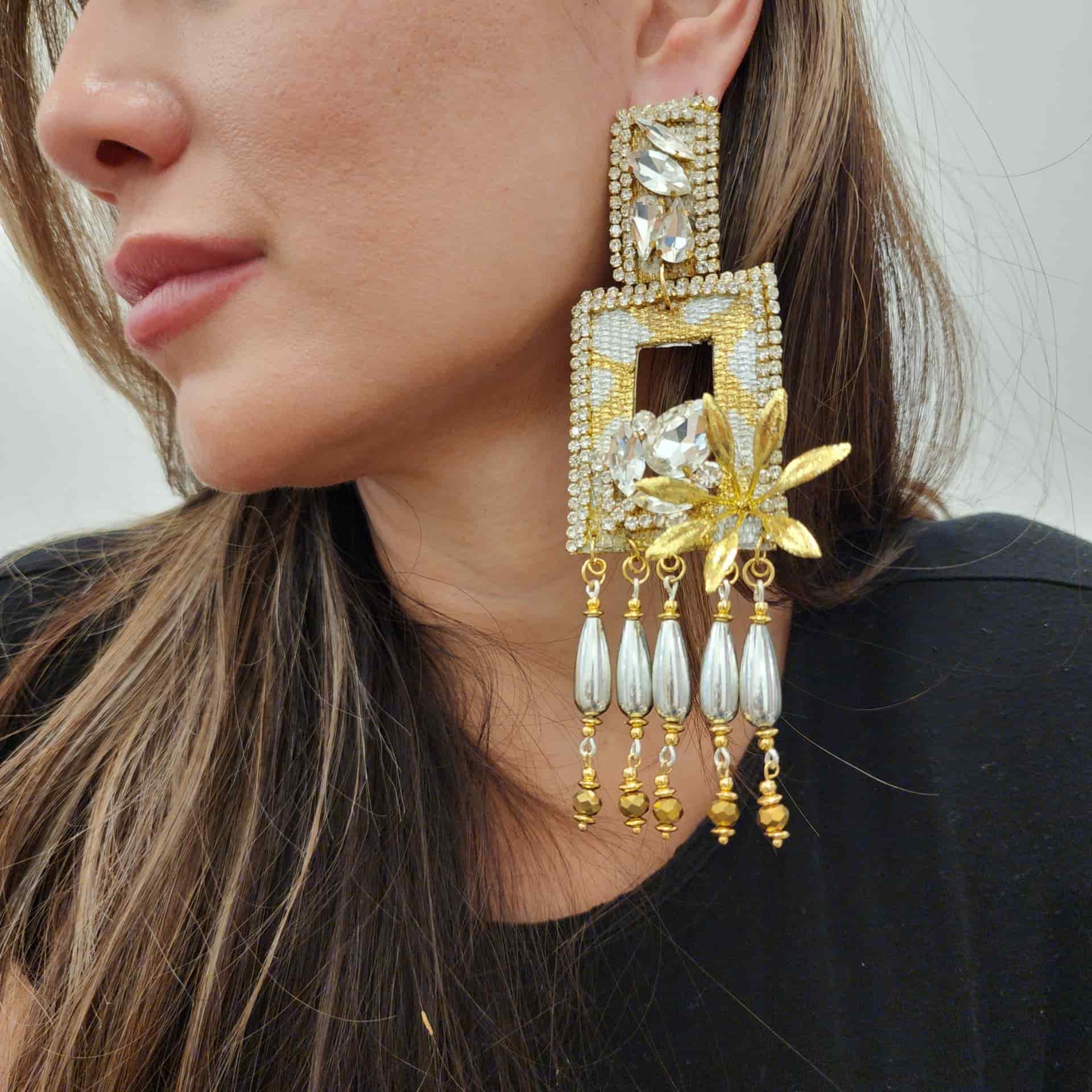 Gold & Silver Totumo Earrings with Jewelry - miniatura 2