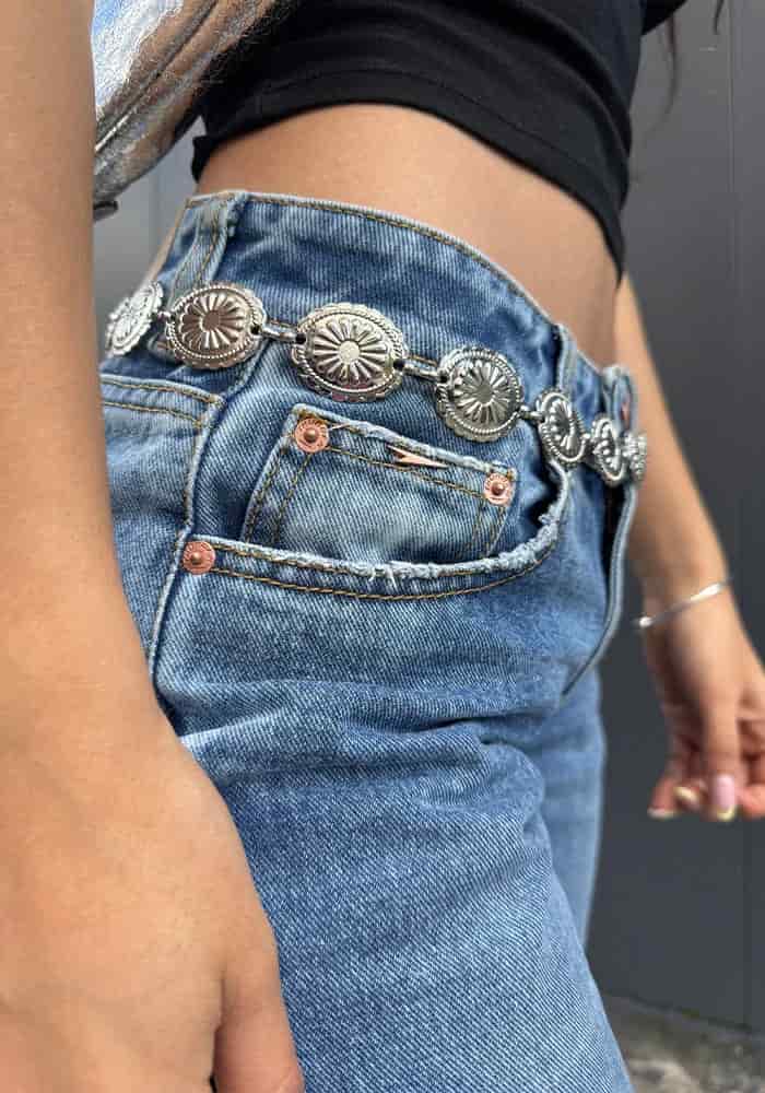 Jean para Mujer Wide Leg Tiro Bajo Azul Medio Claro - miniatura 3