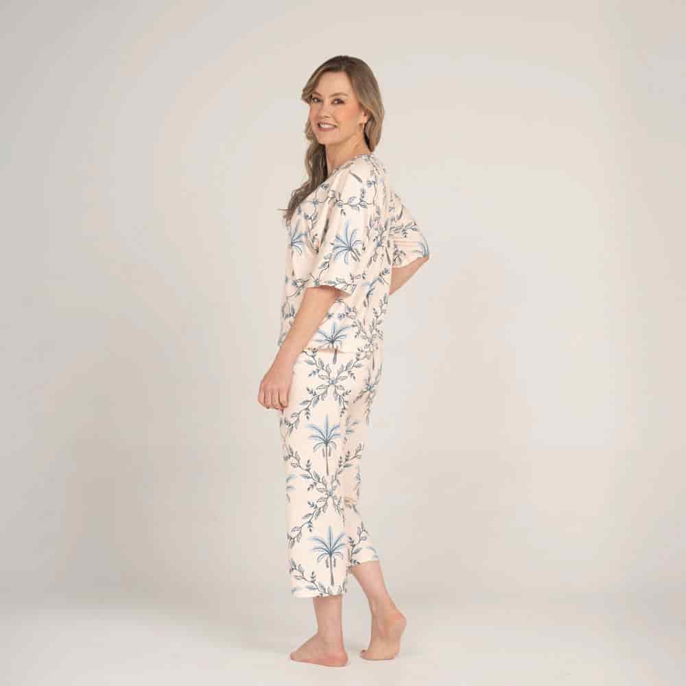 Conjunto de Pijama Pantalón Capri Palma Azul. - miniatura 2