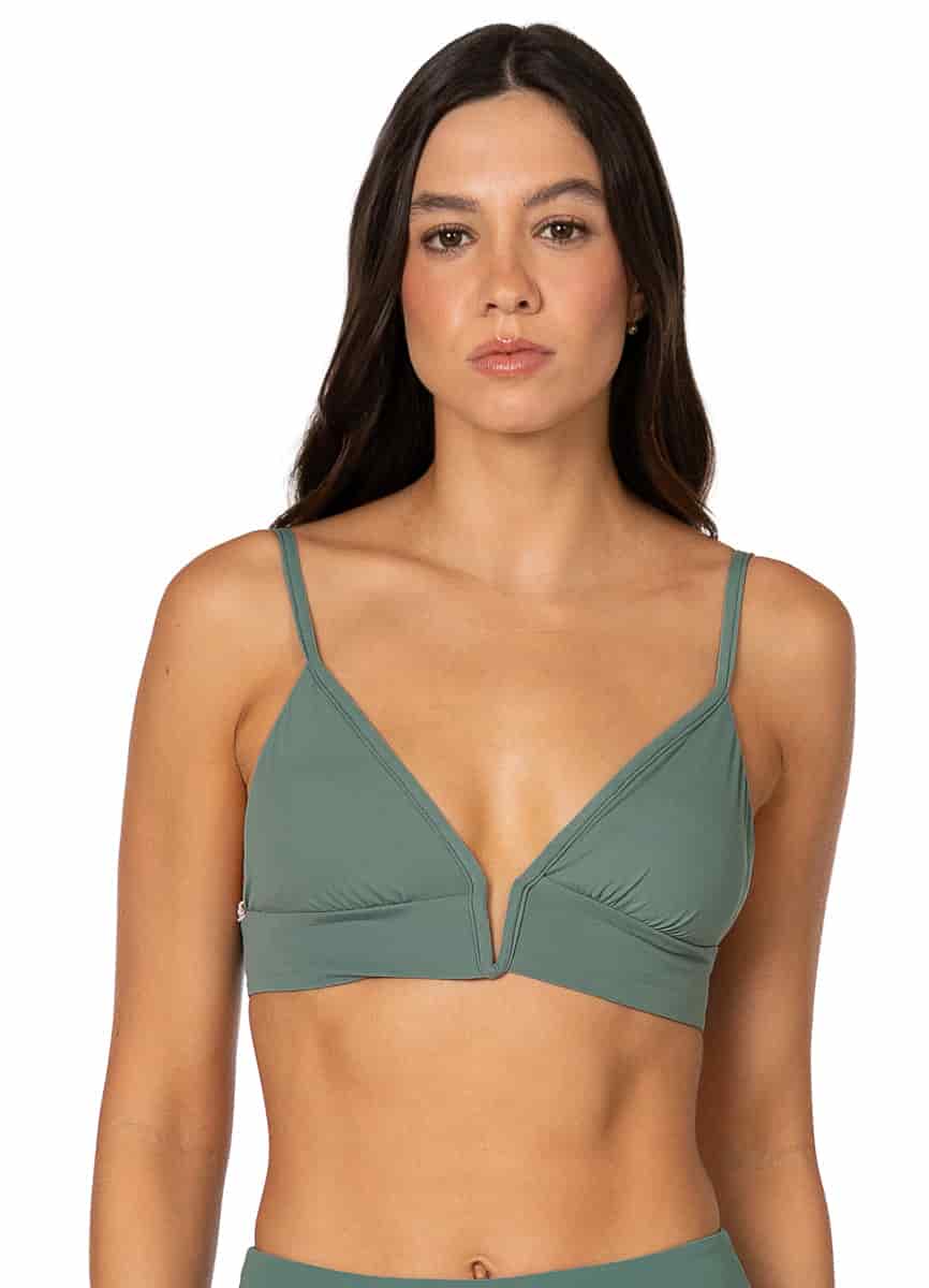 Maaji Eucalyptus Green Parade Long Line Triangle Bikini Top - miniatura 3
