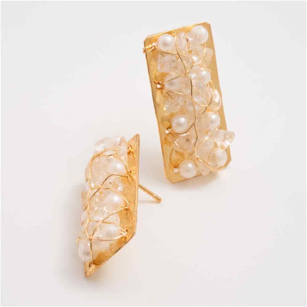Aretes Topo Tejido Rectangular - miniatura 4