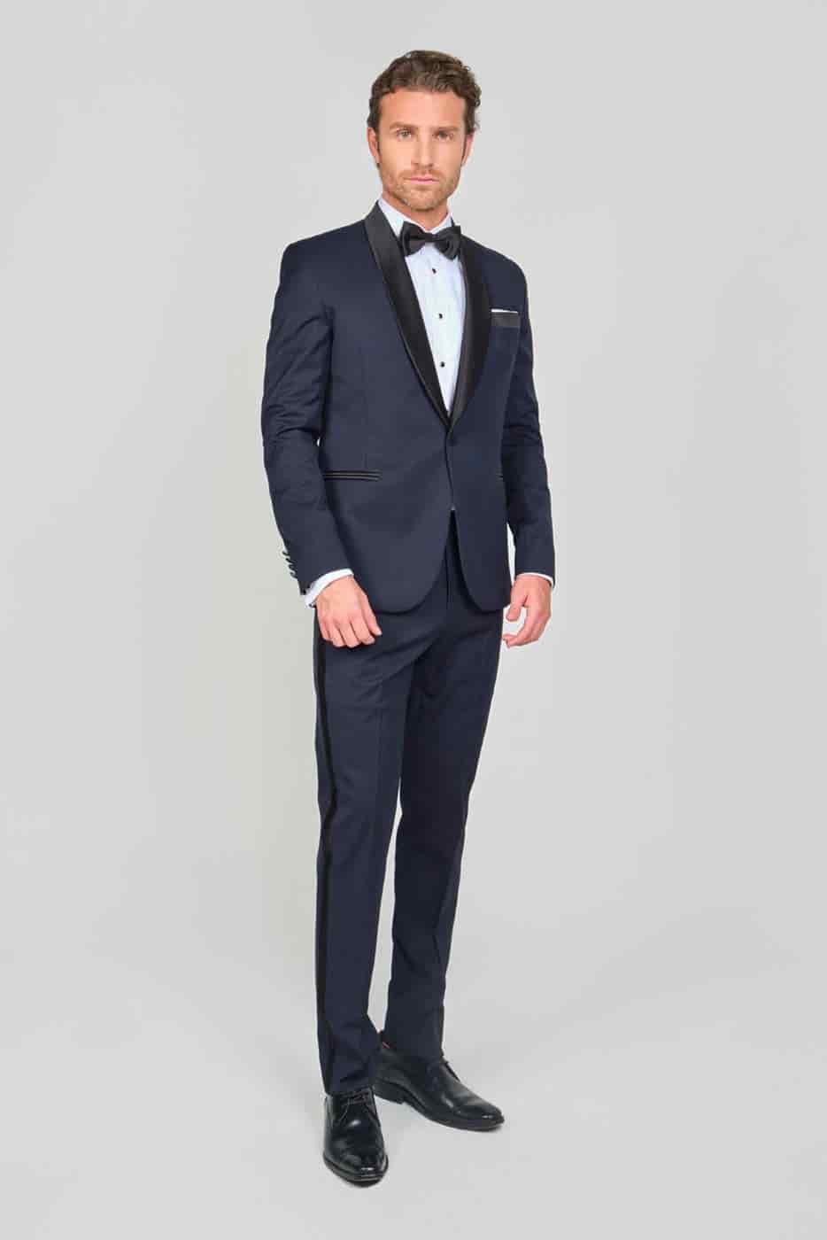 Traje Formal Sobre Medida Paño Tropical Azul Oscuro - miniatura 1