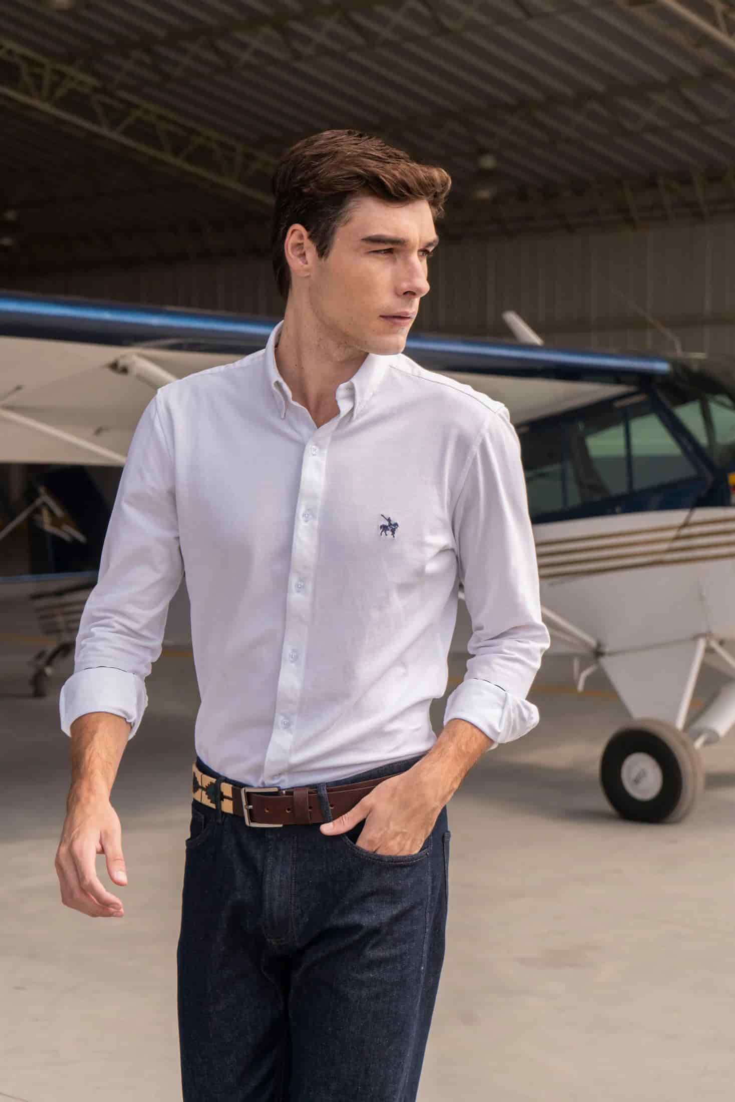 Camisa Micro Pique Hombre Blanco - miniatura 4