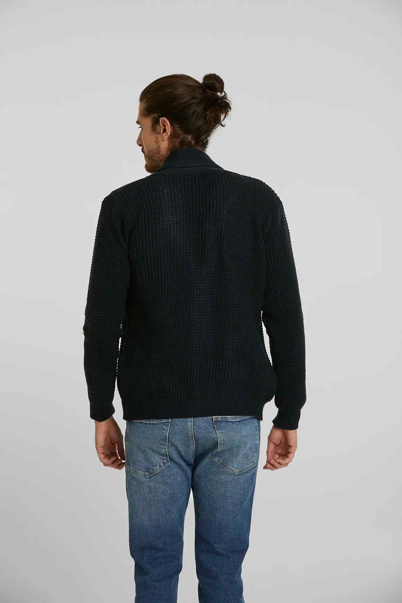 Sweater Tejido Shawlneck Azul Oscuro - miniatura 2