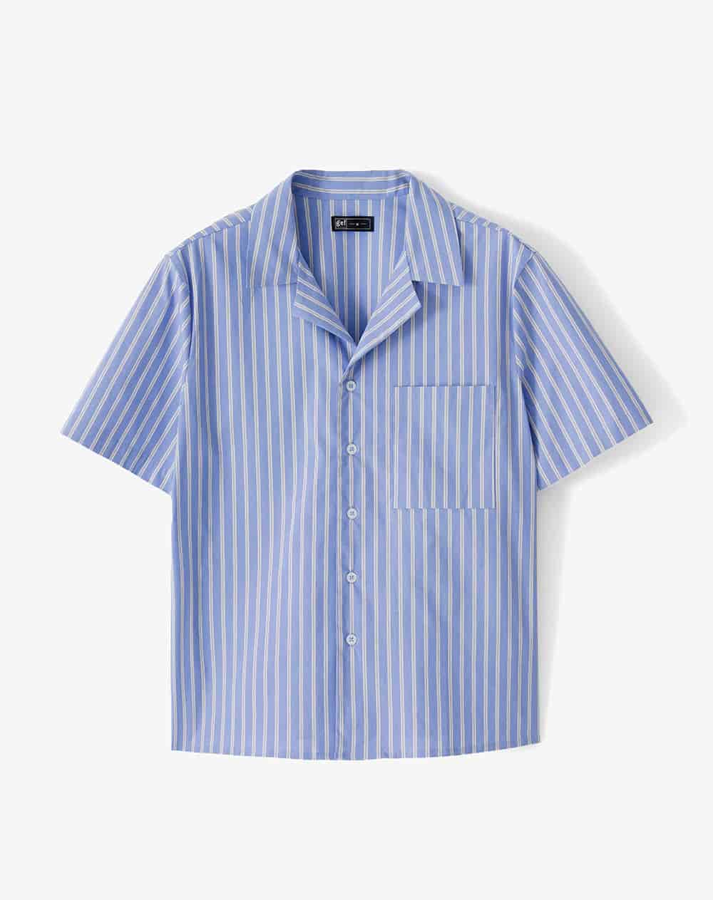 Camisa + bermuda de pijama algodón azul con rayas hombre - miniatura 8