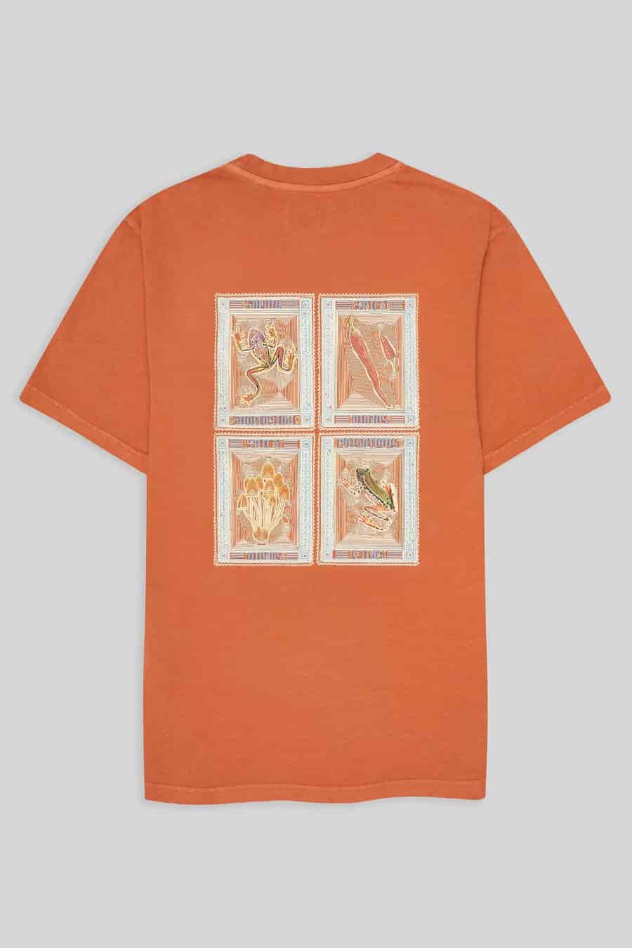 Men's cotton t-shirt four orange stamps - miniatura 1