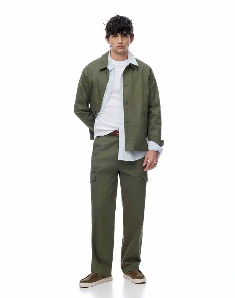 Chaqueta overshirt regular liviana verde oliva hombre - miniatura 6