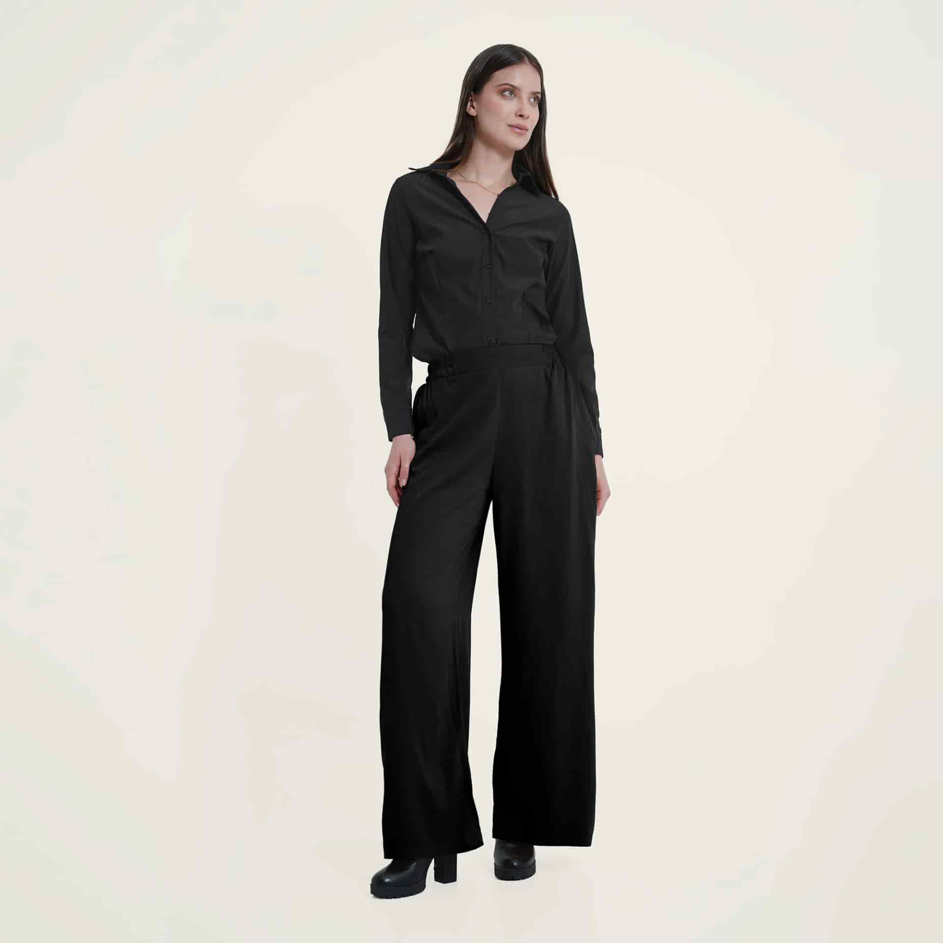 Pantalón palazzo con elastico en cintura - miniatura 16