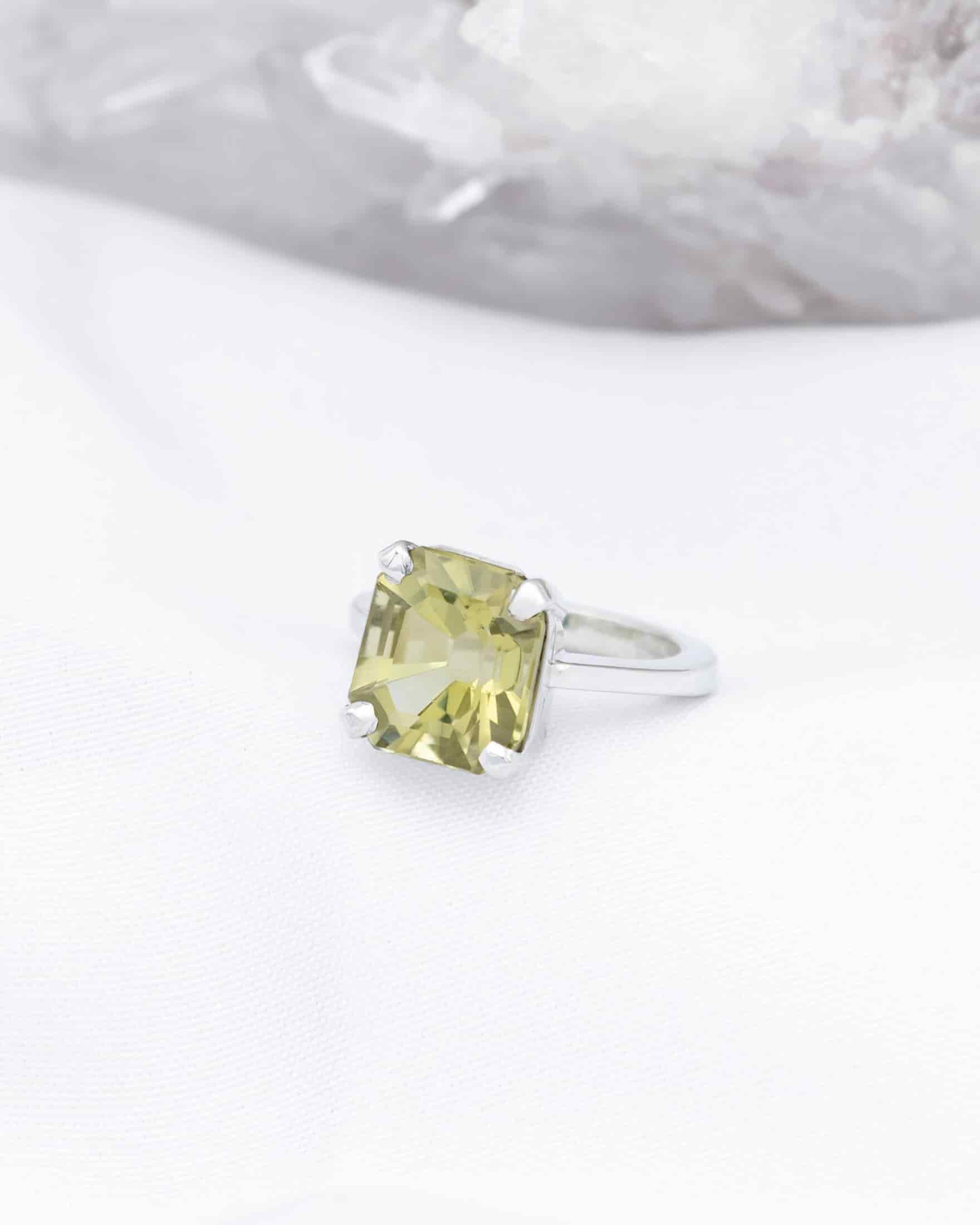 Anillo Cuarzo Limón cuadrado - miniatura 1