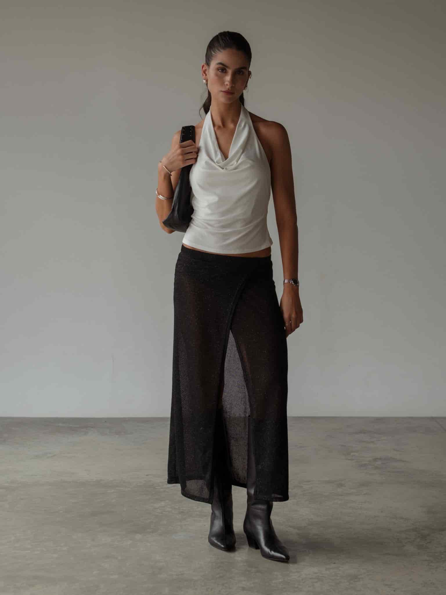 OVER LONG SKIRT - GLOSSY BLACK - miniatura 6
