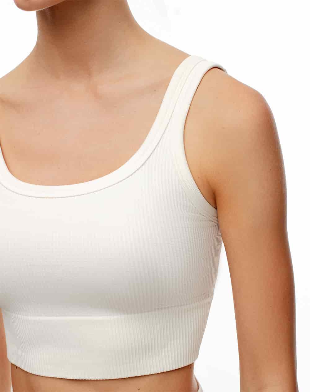 Crop top deportivo mujer seamless blanco - miniatura 4