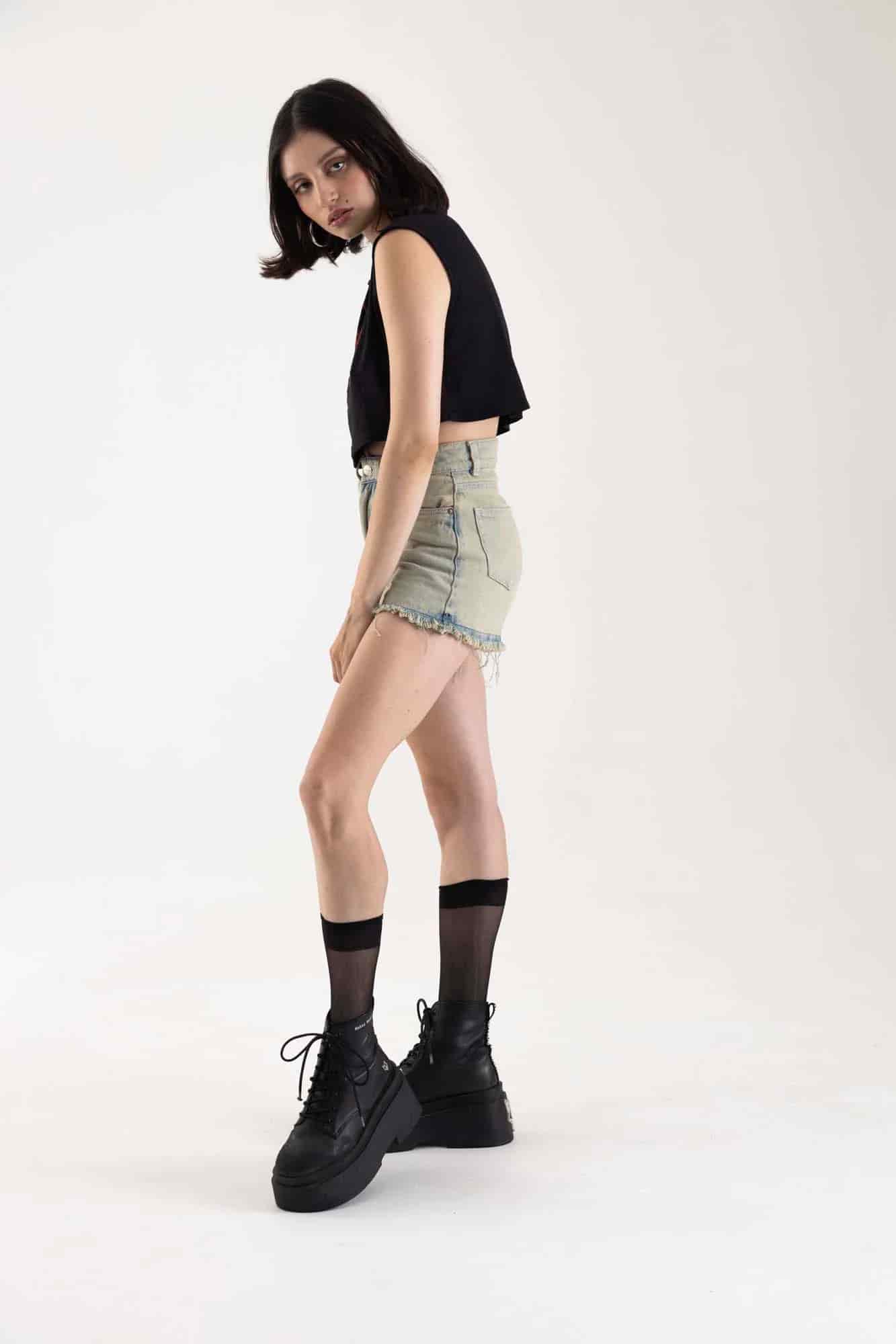 BLACK ACID DENIM SHORT - miniatura 21