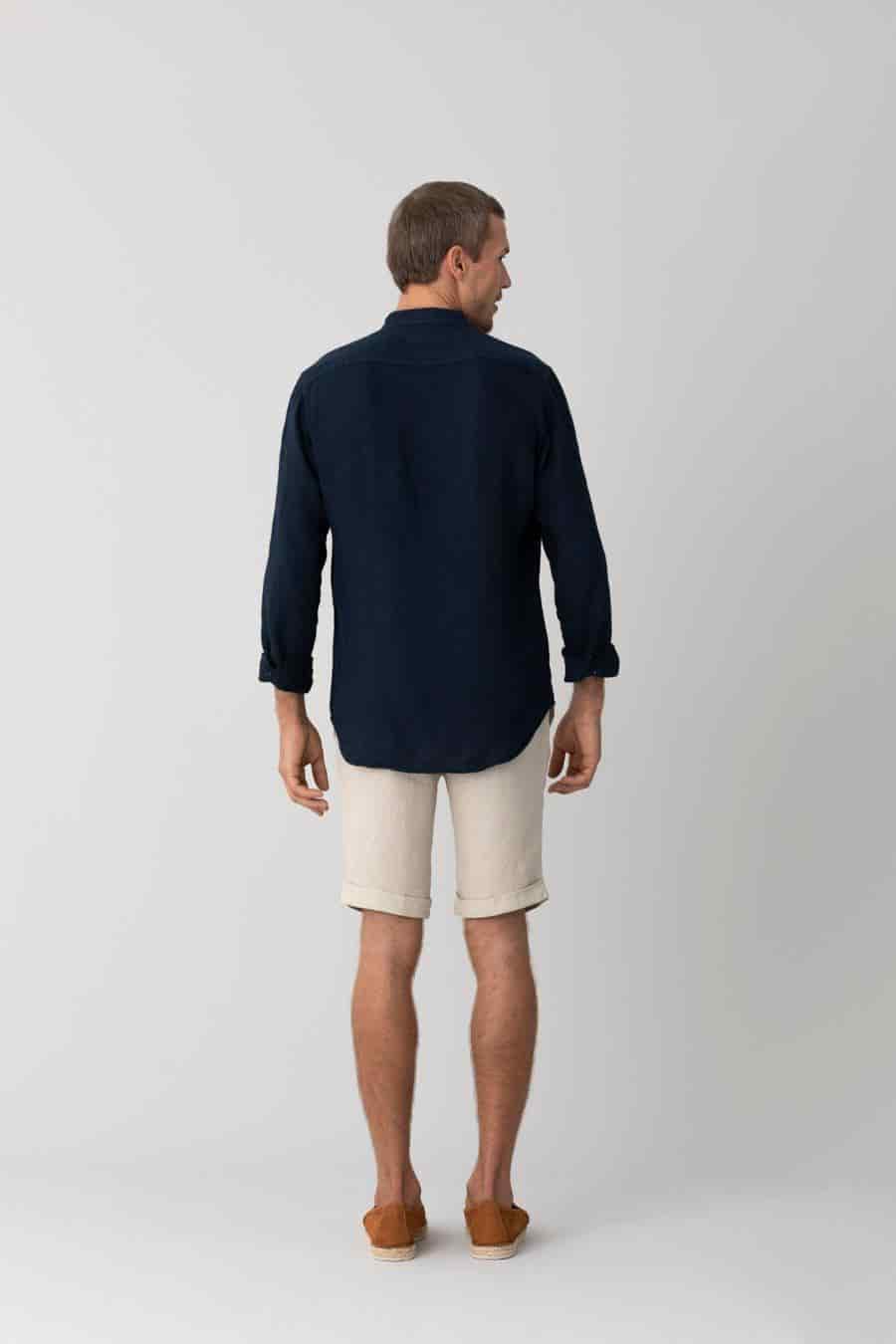 Men's linen shirt mao navy basic - miniatura 5