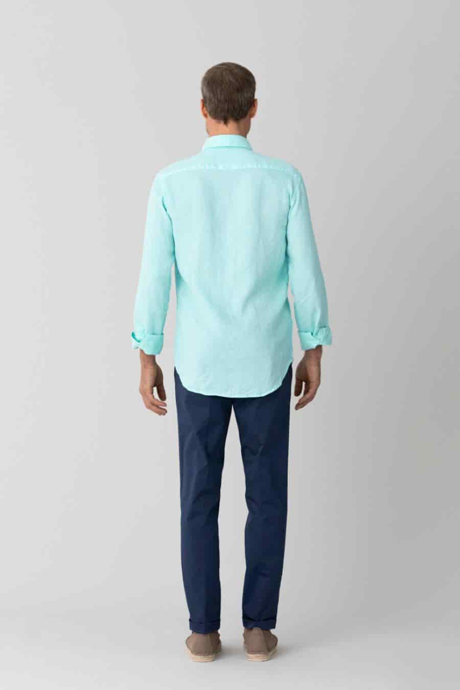 Men's linen shirt aqua - miniatura 2