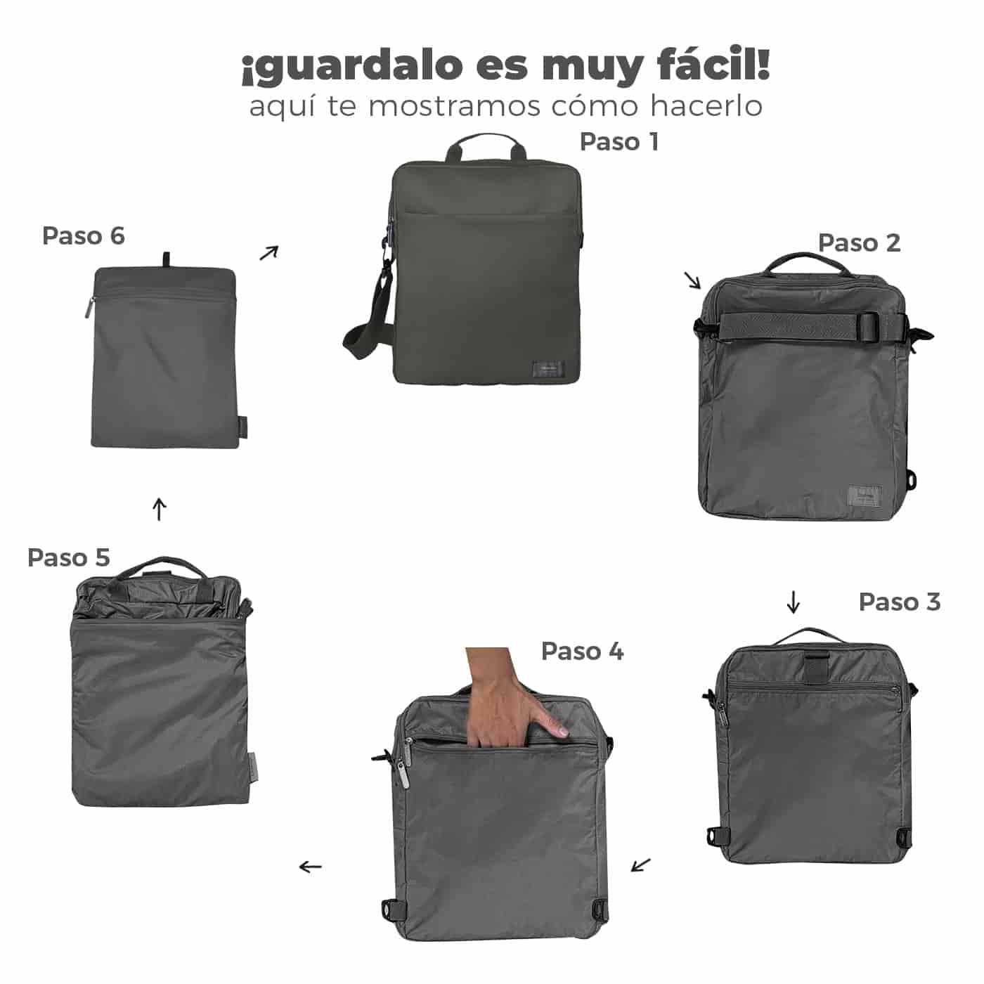 Bolso Manos Libres Convertible a Morral Citybags Light Verde Militar - miniatura 9