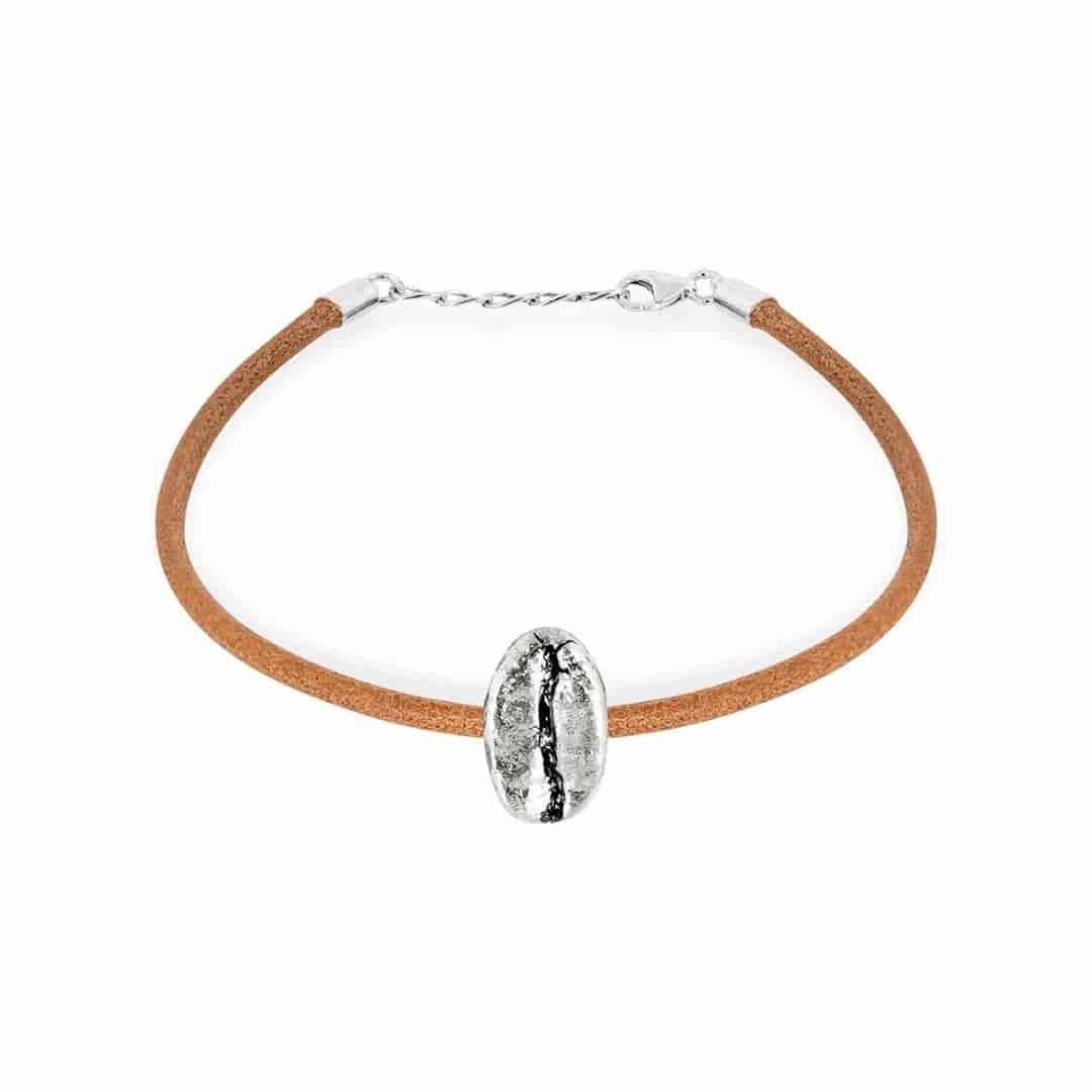 Pulsera Café Gesha en plata con cuero redondo - miniatura 2