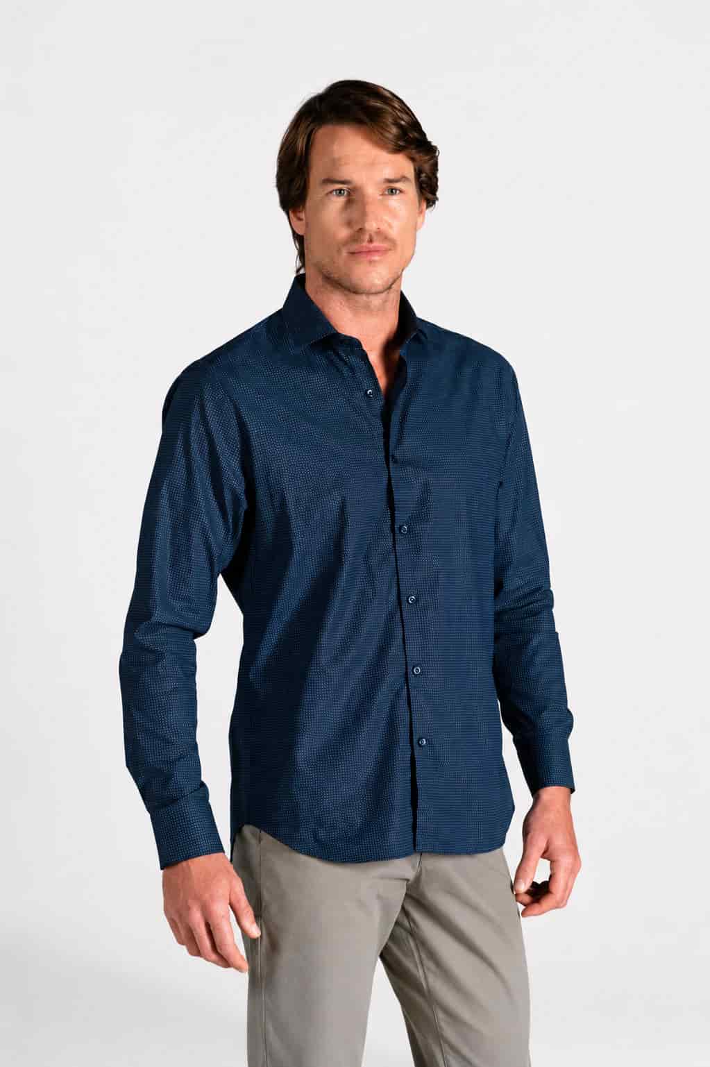 Camisa Casual Classic Algodón Azul Navy Mini Print - miniatura 1