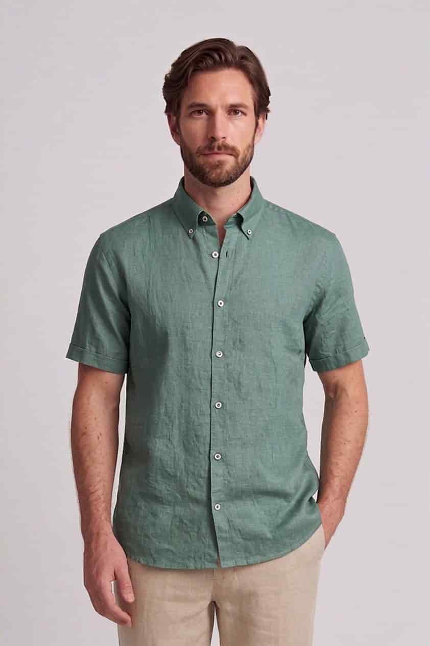 Camisa en lino manga corta para hombre Jon Sonen 017225036 - miniatura 1