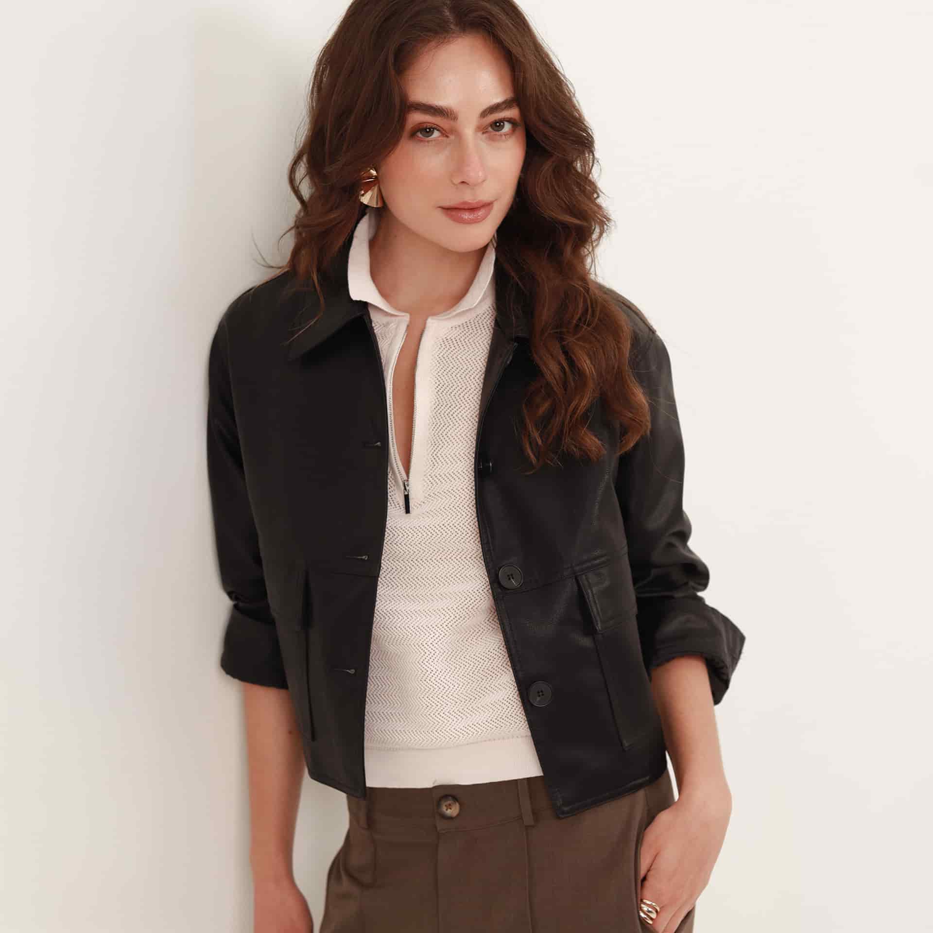 Chaqueta cazadora en cuero sintetico - miniatura 6