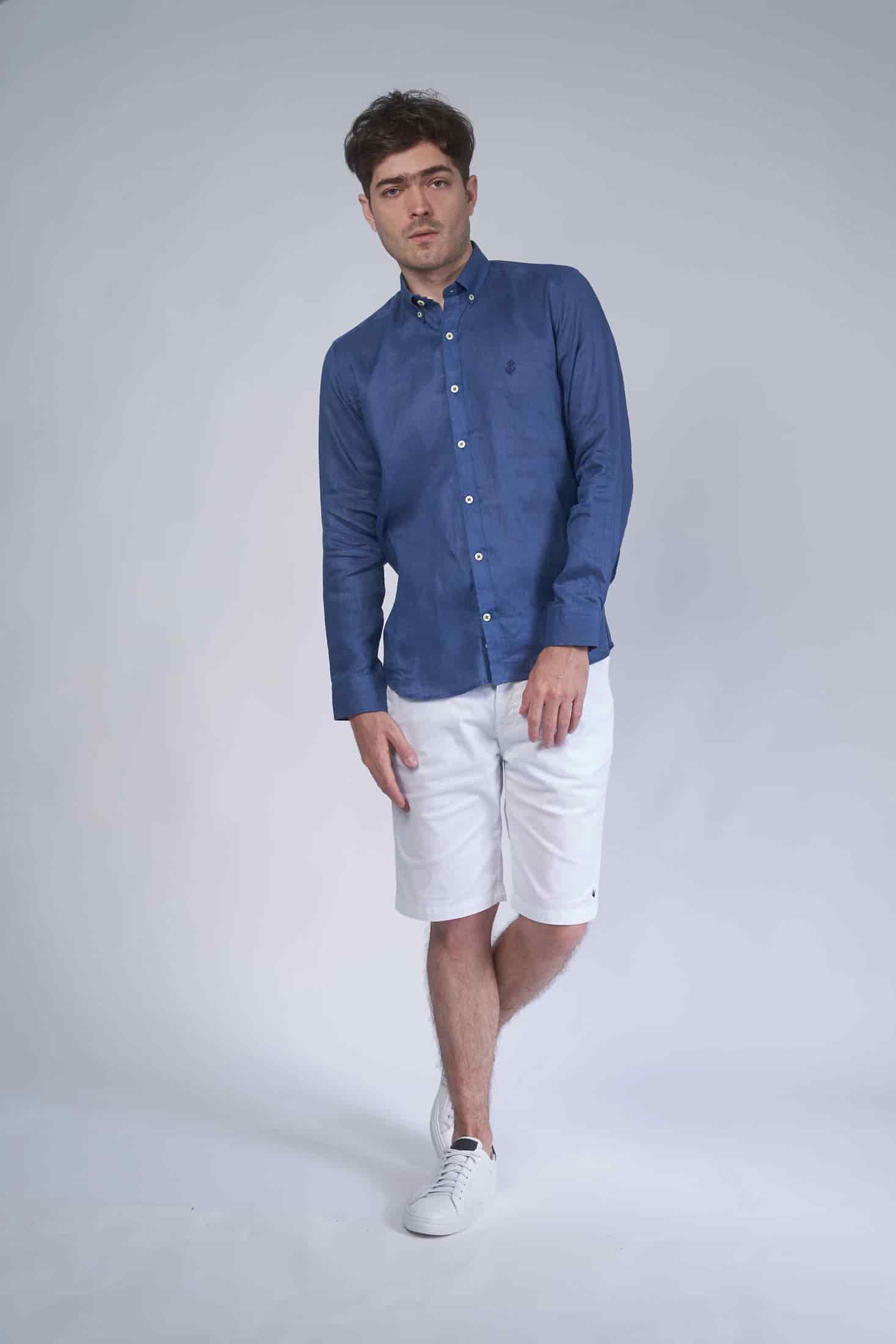 Camisa Lino Azul - miniatura 2