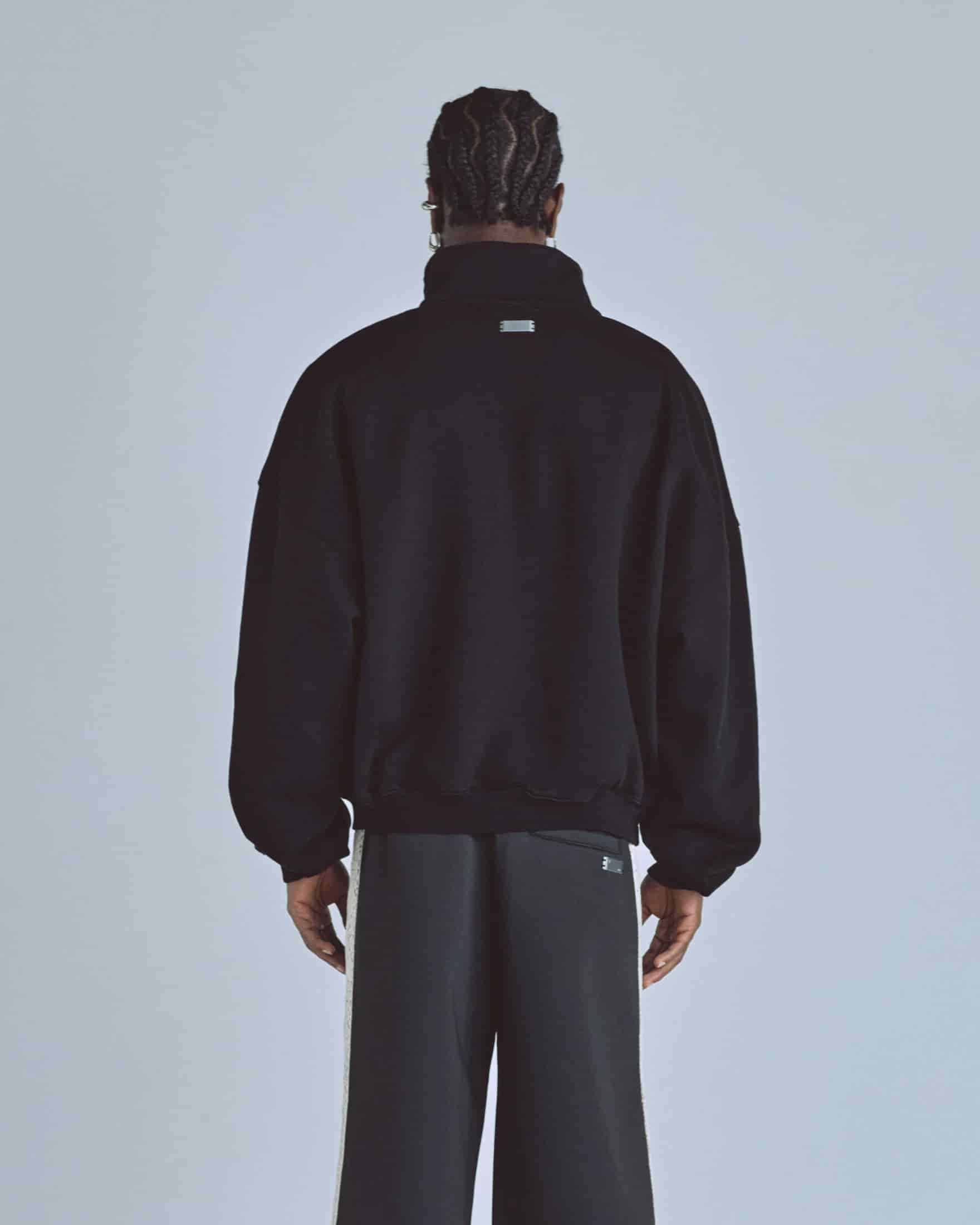 Basics Polo Collar Boxy Fit Hoodie Black - miniatura 14