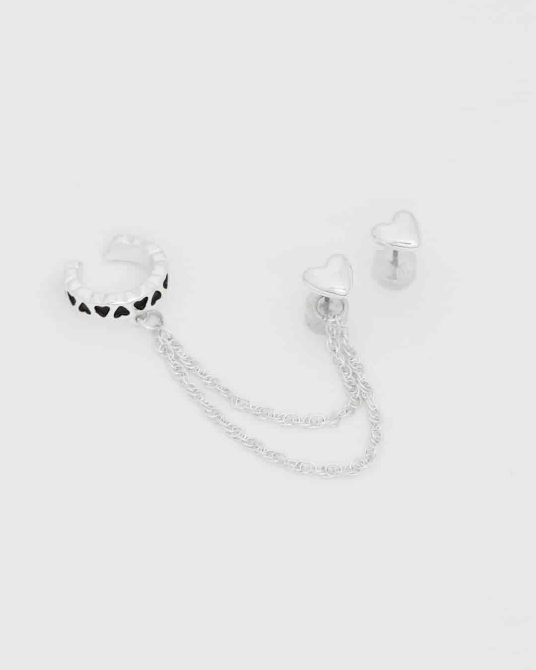 Aretes Solitario Corazón - miniatura 1