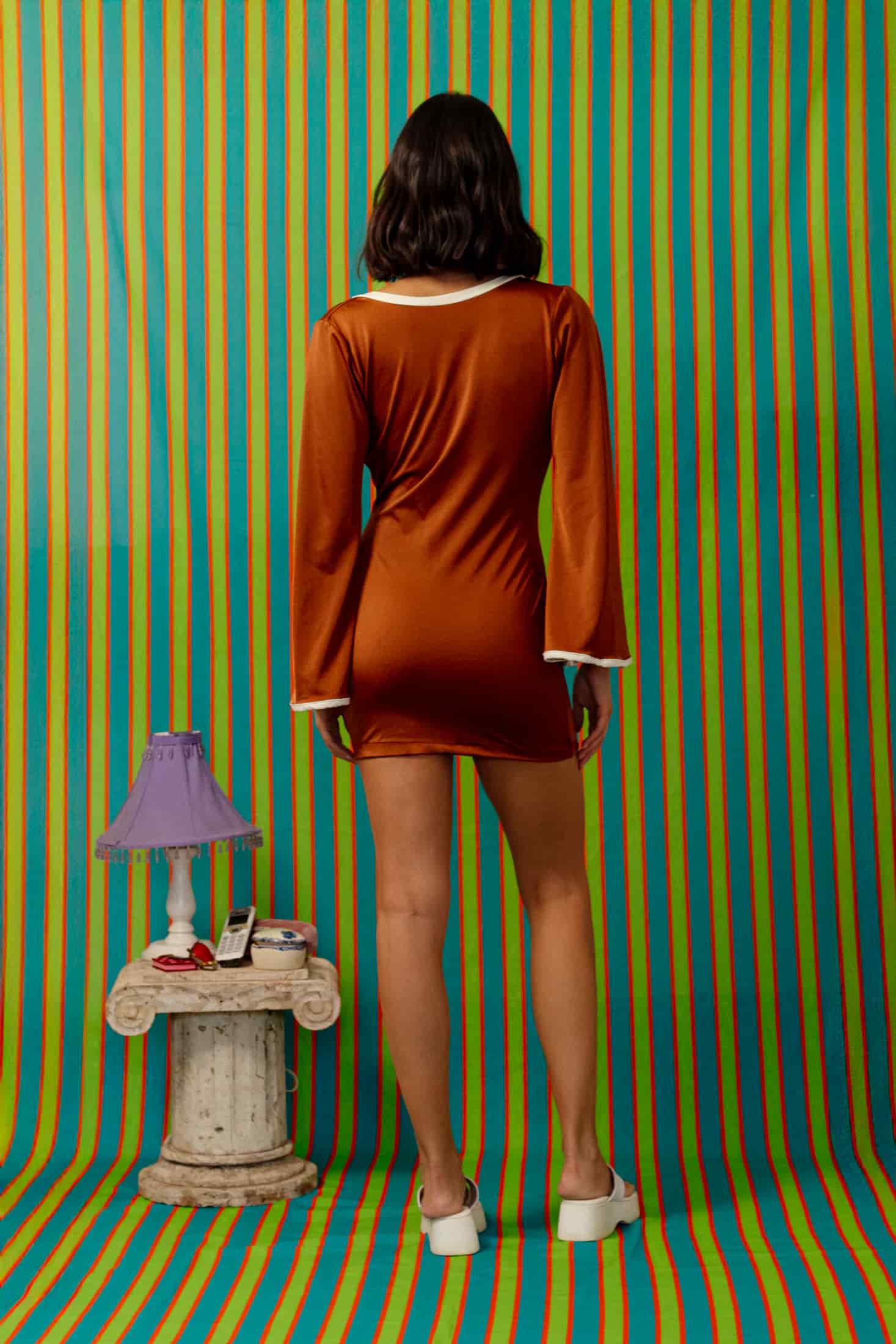 Lallywood Dress In Brown - miniatura 4