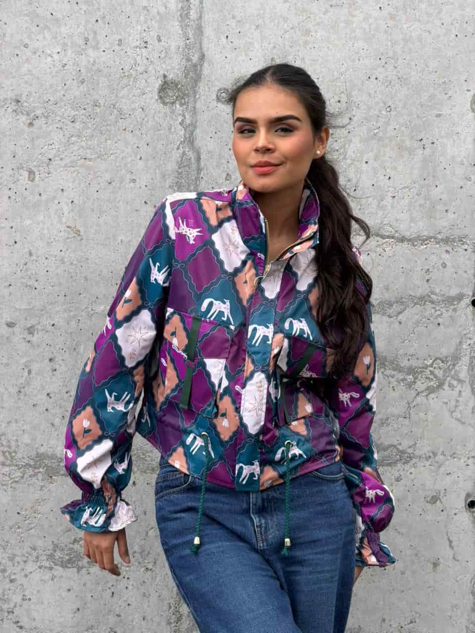 Chaqueta Corta Rombos Morado - miniatura 1