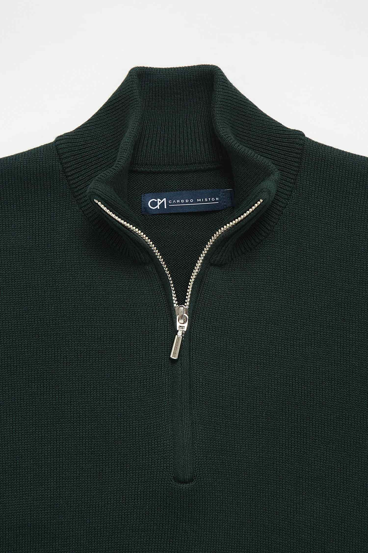 Saco Half Zip Algodón Verde Botella - miniatura 2
